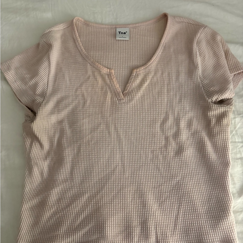 TNA Light Pink Short Sleeve Ribbed Tee